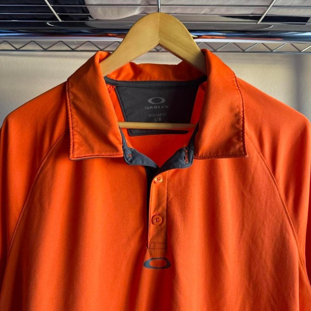 Oakley Y2K Preppy Orange Polo Button Up Golf Dry Fit Lightweight Shirt